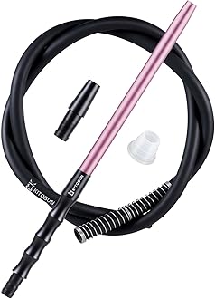 D-Hose Hookah Hose Set – Premium Shisha Accessories 1.1ft Long Detachable Aluminum Mouthpiece Handle | 5ft Silicone Pipe | Hookah Adapter | Anti-Kinking Spring | Silicon Grommet (Pink)