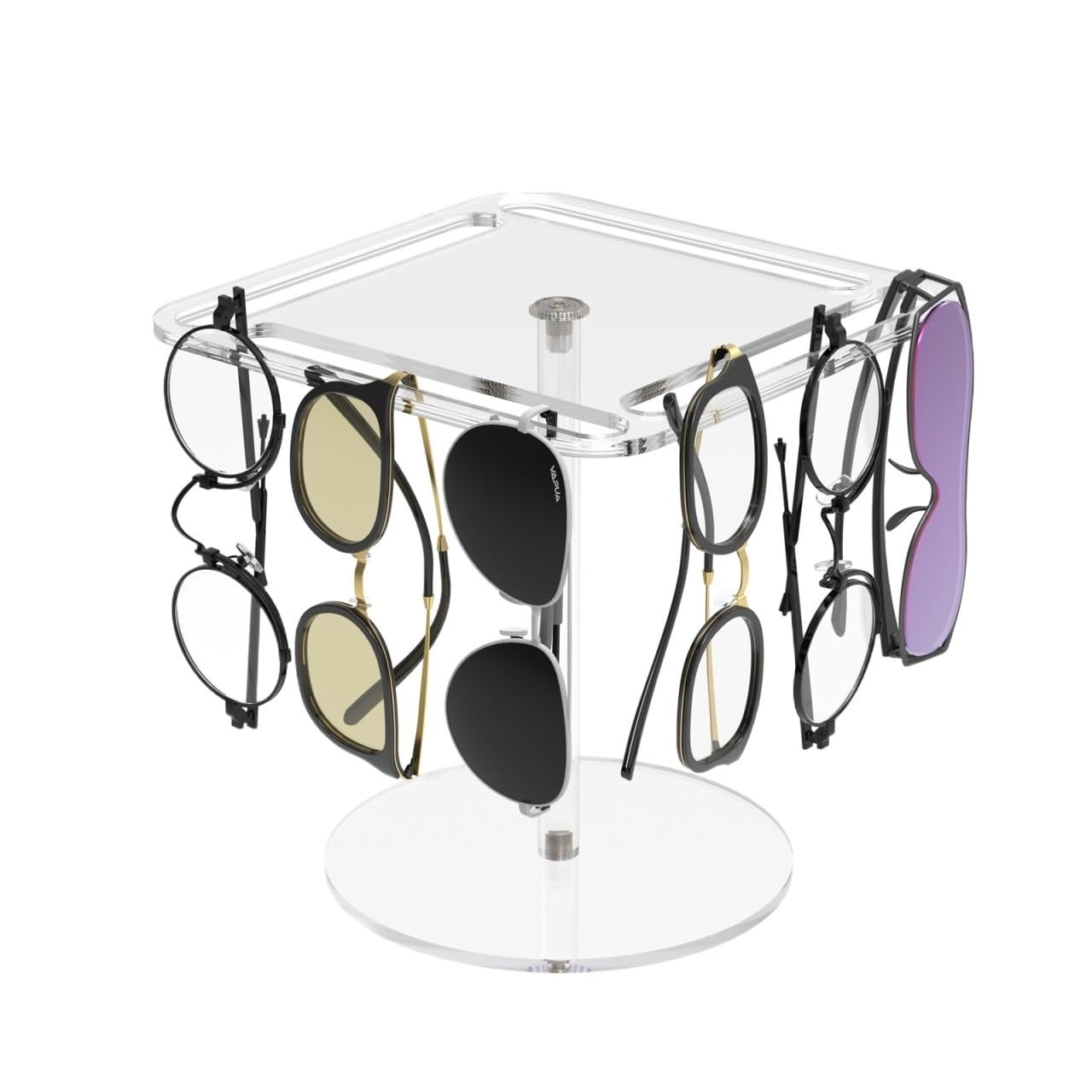 Estuche de Viaje Expositor De Gafas De Sol Acrílico Giratorio De 360° For Mesa Soporte De Exhibición(Transparent,20x20x20cm)