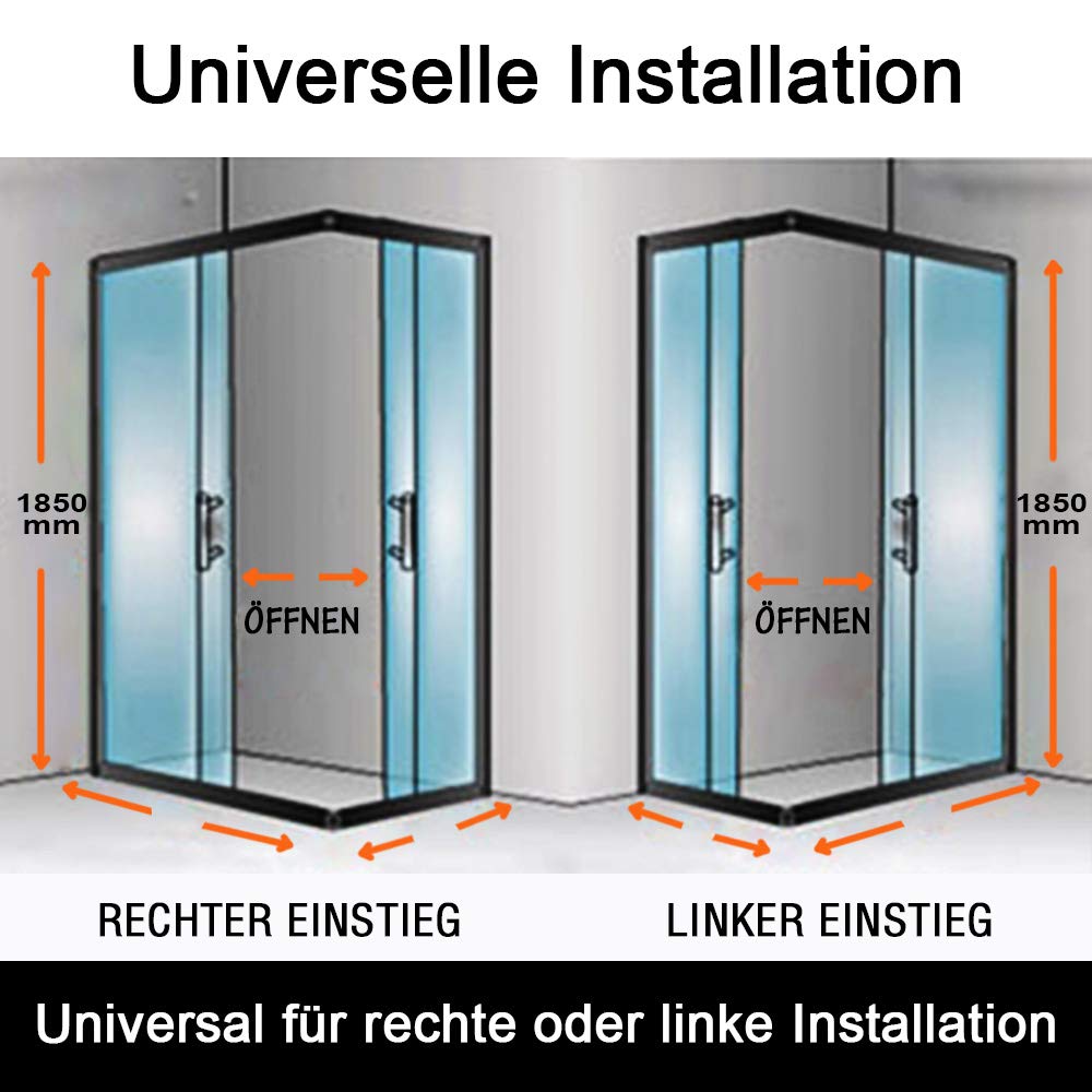 SONNI 1200x1000x1950mm Duschkabine Eckeinstieg Doppel Schiebetür Echtglas Duschwand