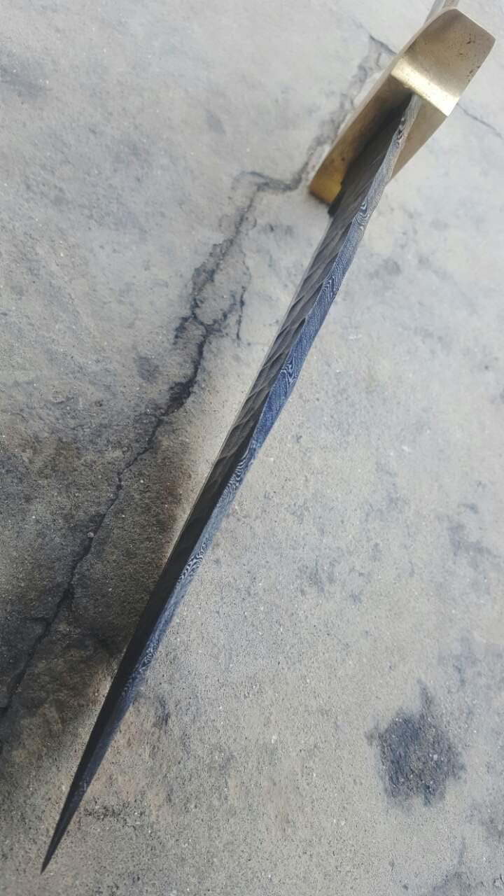 DAMASCUS STEEL FULL TANG/FLINT KNAPPED FINISH/BLANK BLADE FOR KNIFE MAKING