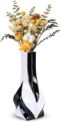 Miniatura 10 de Jarrones modernos y elegantes de mediados de siglo para jarrón decorativo de hierba de las pampas, para mesa de café de granja (oro verde) Dorado