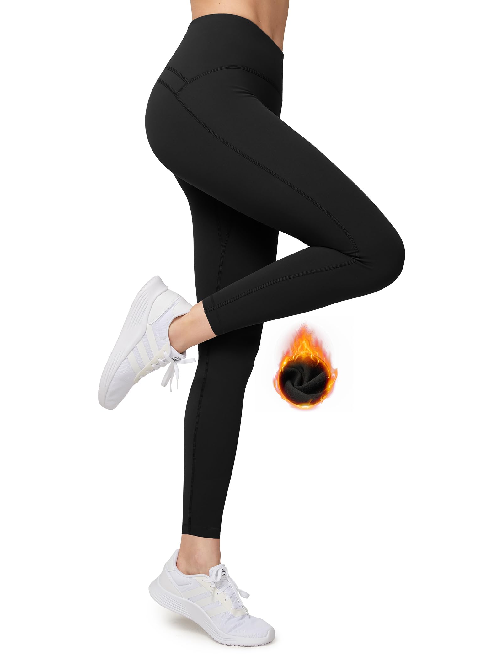 Yvette Fleece Lined Leggings for Women Tummy Control High Waisted Workout Winter Warm Soft Running Pants