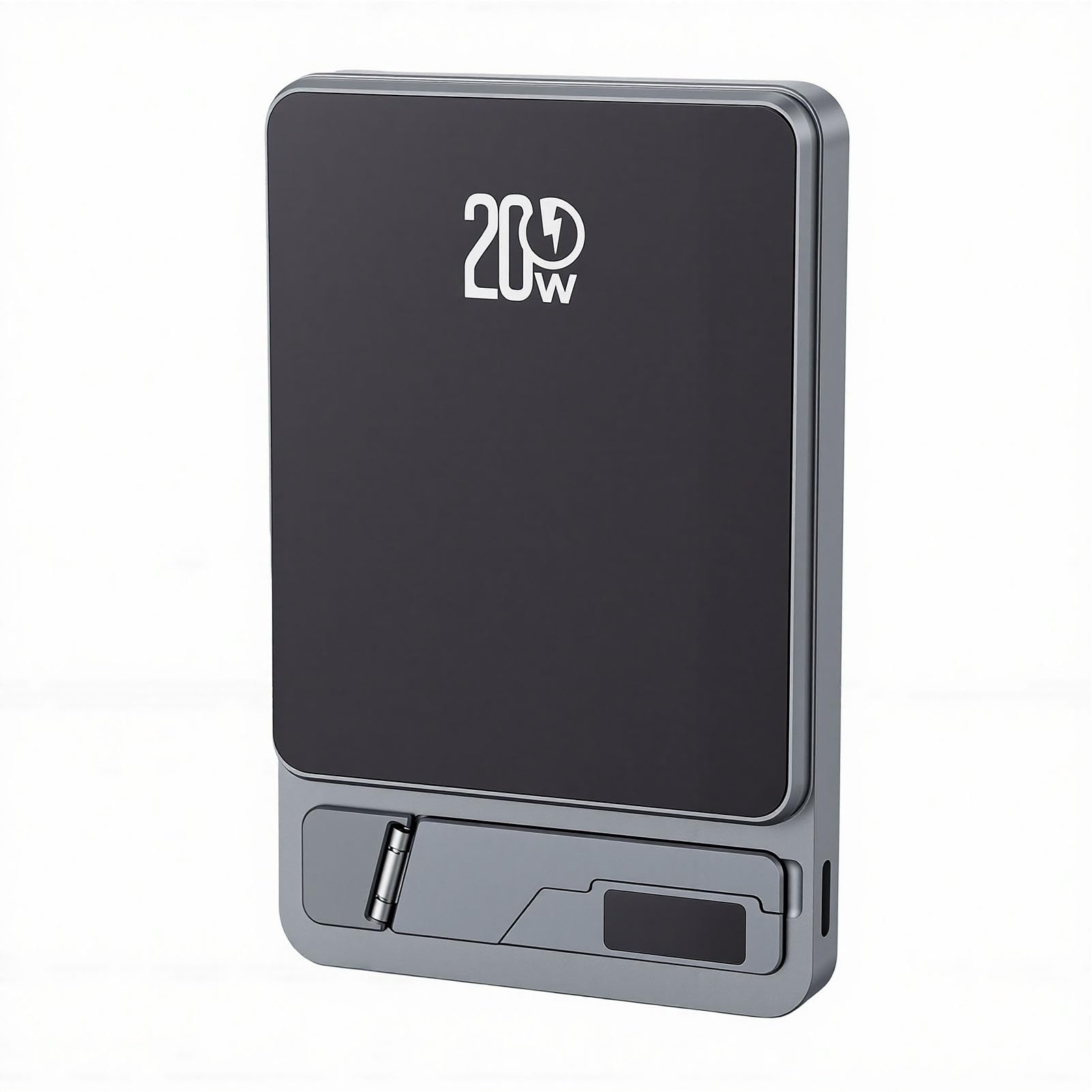 Denash Banco de Energía Inalámbrico Magnético, Cargador Portátil Inalámbrico 3 en 1 con Soporte Incorporado, Cargador Portátil con Carga Rápida para Teléfono iOS Android (Gray)