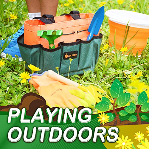 Joytown Kids Gardening Tool Set –Real Metal Gardening Tools Includes Shovel, Rake, Trowel & Fork, Children’s Garden Kit With Hat, Apron, Gloves, Tote Bag, Sprayer And Bucket, Outdoor Gardening Gifts #TOP3