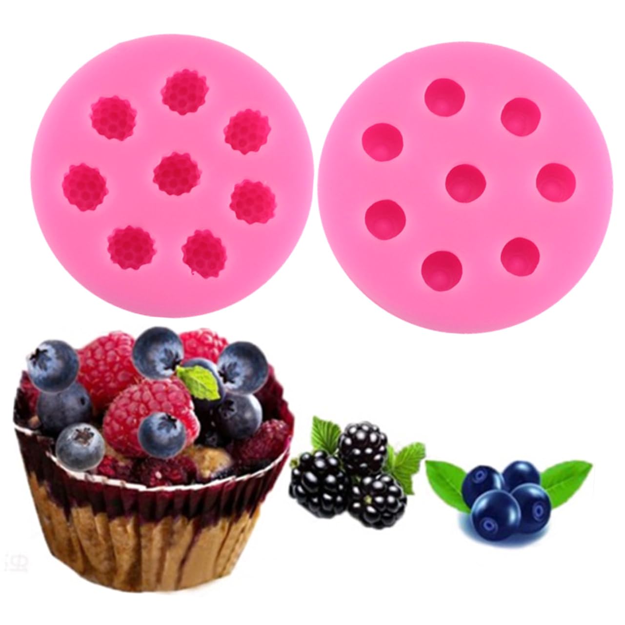MAGICLULU 3pièces Moule Silicone à Compartiments Pour Gâteaux Et Outil De Décoration De Pâtisserie Pour Desserts Bonbons Et Puddings Rose