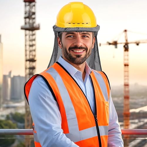 Vista 17 de Healifty 3 piezas de sombrero de trabajador para hombre, visera de sol, visera para hombre, visera de casco duro, visera de cuello duro para cascos