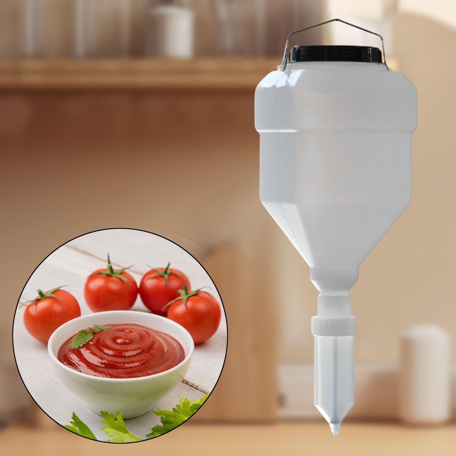 Colcolo Saucenspender, 5 l, hängend, auslaufsicher, Saucen-Quetschflasche, Gewürzspenderflasche für Camping, Sirup, Senf, Gewürze, Weiß