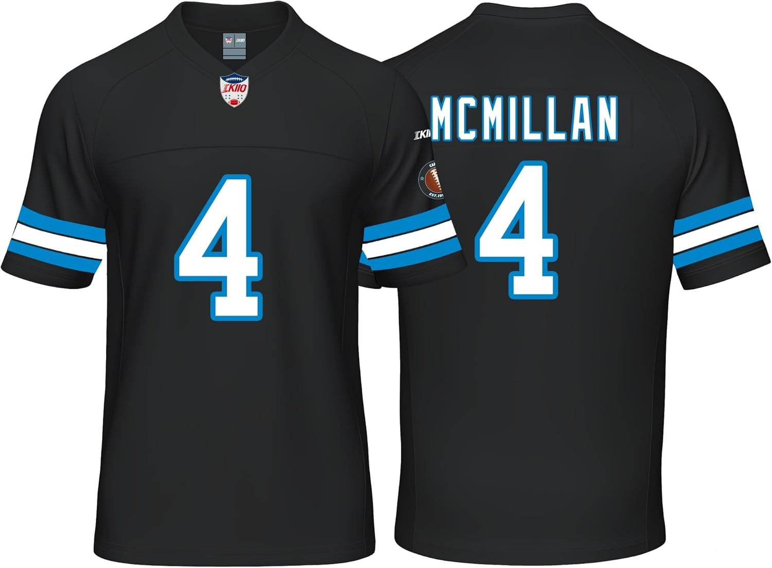 Custom Mens/Youth Football Stitched T-Shirt for Sports Fan Black No Brand/Logos