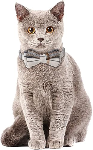 Miniatura 5 de Faleela Breakaway Collar de gato con campanas, paquete de 2 collares de gato con campanas, collares de gato con bandana, accesorios para collares de