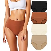 Women's Seamless Underwear High Waisted Tummy Control No Show Panties Full Coverage Stretch Briefs 4 Pack