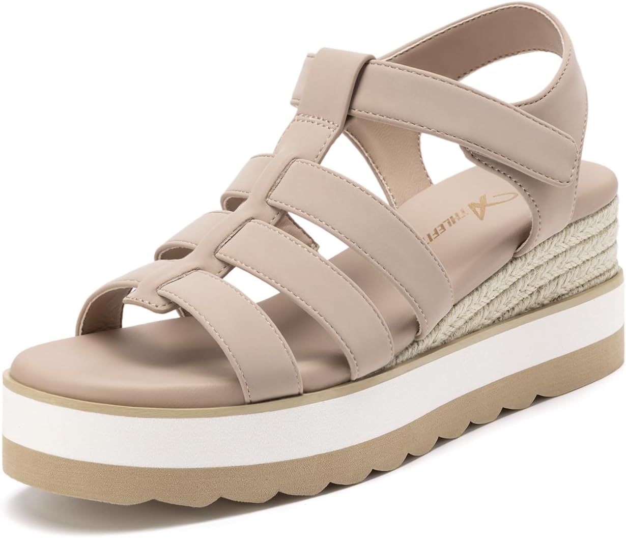 Athlefit Espadrille Low Wedge Sandals for Women Comfortable Casual Open Toe Platform Sandals for Summer Beach Vacation