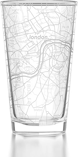 Miniatura 8 de Well Told Vaso de cerveza grabado con mapa de París Francia, grabado con mapa de la ciudad, regalo para los amantes de la cerveza (16 onzas,