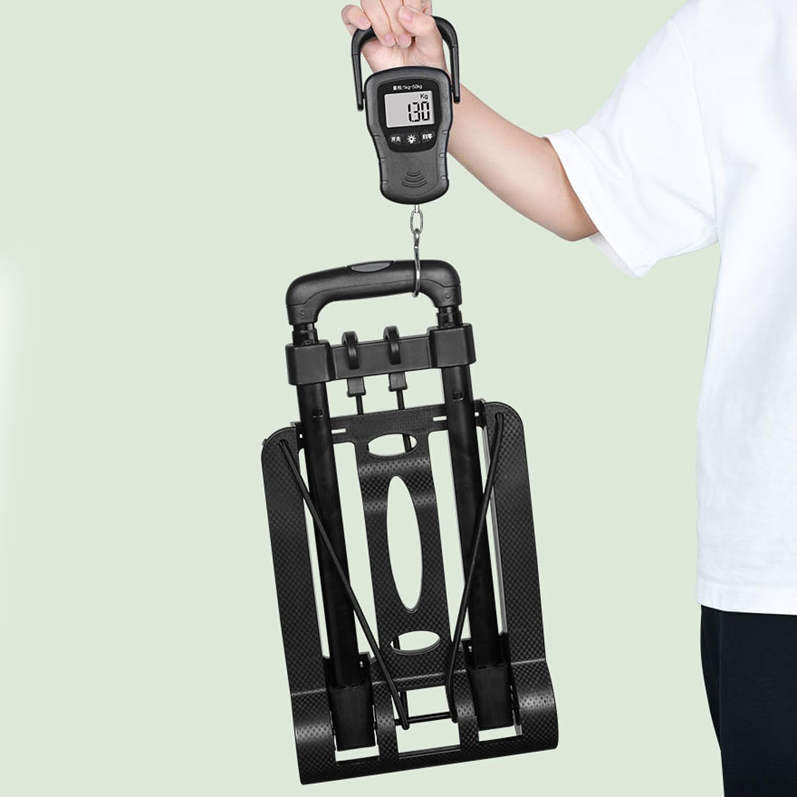 Carrello Pieghevole per Bagagli con 2 Ruote Portatile Capacità 50kg per Viaggio Aeroporto Shopping