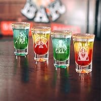 Vista 6 de WIRESTER Vaso de chupito de 1.5 onzas con base pesada, vaso de chupito transparente para whisky, vodka - Basset Hound Dog