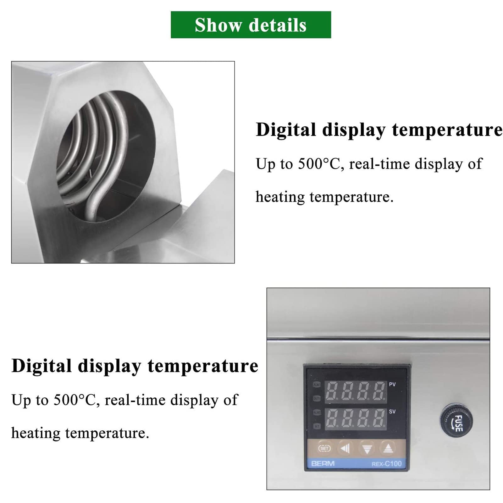 Macchina termoretraibile elettrica, display digitale termostatico, per capsule in PVC fino a 70 mm di diametro, ideale per l'imballaggio di bottiglie di vino