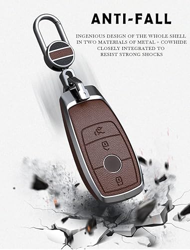 Miniatura 6 de ontto Funda de cuero para llavero de 3 botones para Mercedes-Benz A B C E G R S M Class CLA CLS GLA GLA negro (tipo A)