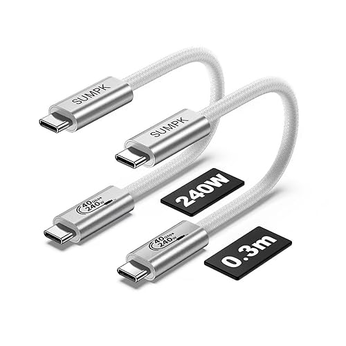Miniatura 7 de Cable USB 4 de 2 pies, cable C corto de 240W de carga rápida, transferencia de datos de alta velocidad de 40Gbps, salida de video 8K 60Hz individual