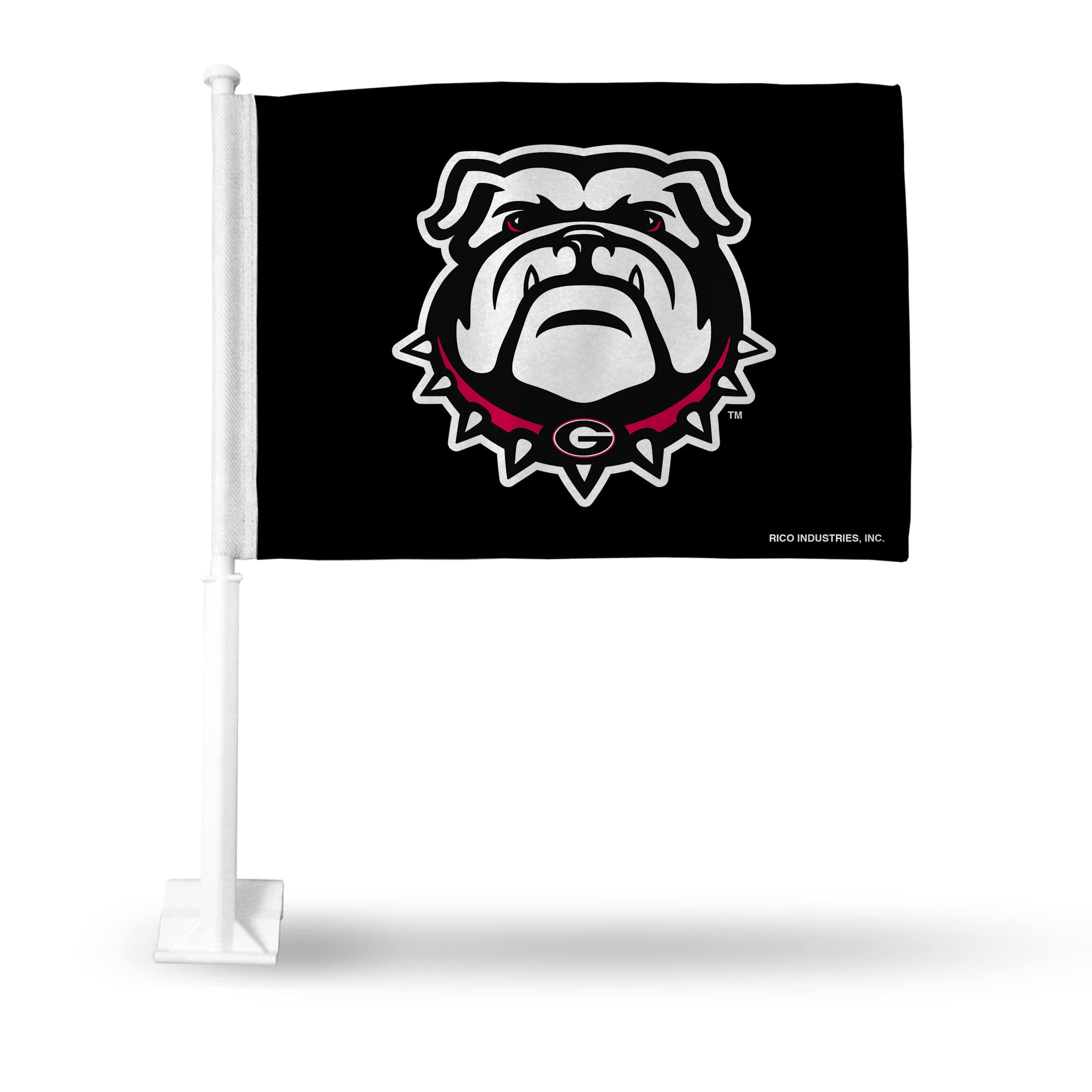 Drapeau voiture double face NCAA Georgia Bulldogs noir avec support rigide
