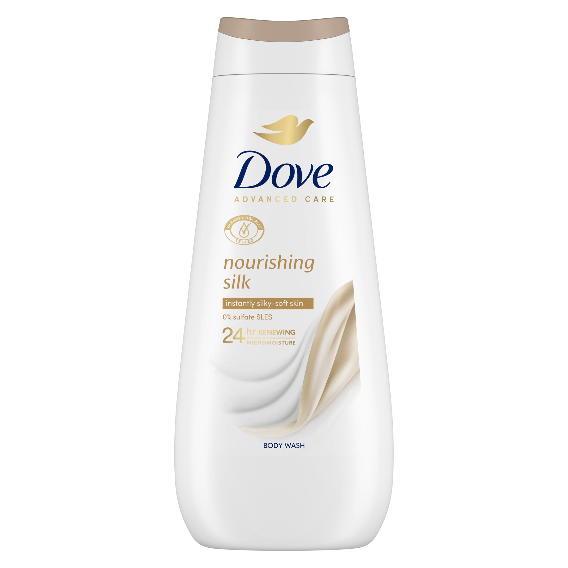 Dove Advanced Care Nourishing Silk Body Wash Body Cleanser shower gel with skin-natural nutrients for instantly silky-soft skin 6x 400 ml