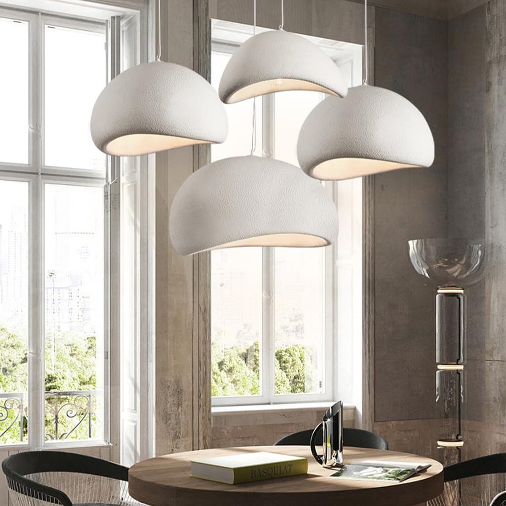 Nowoczesna Lampa Wisząca Japoński Styl Wabi-Sabi E27 Biały Kreatywny Żyrandol Stół Do Jadalni Lampa Wisząca Oświetlenie Wewnętrzne Regulowana Dekoracja Domu Do Jadalni Światło Wyspy Kuchennej(A,