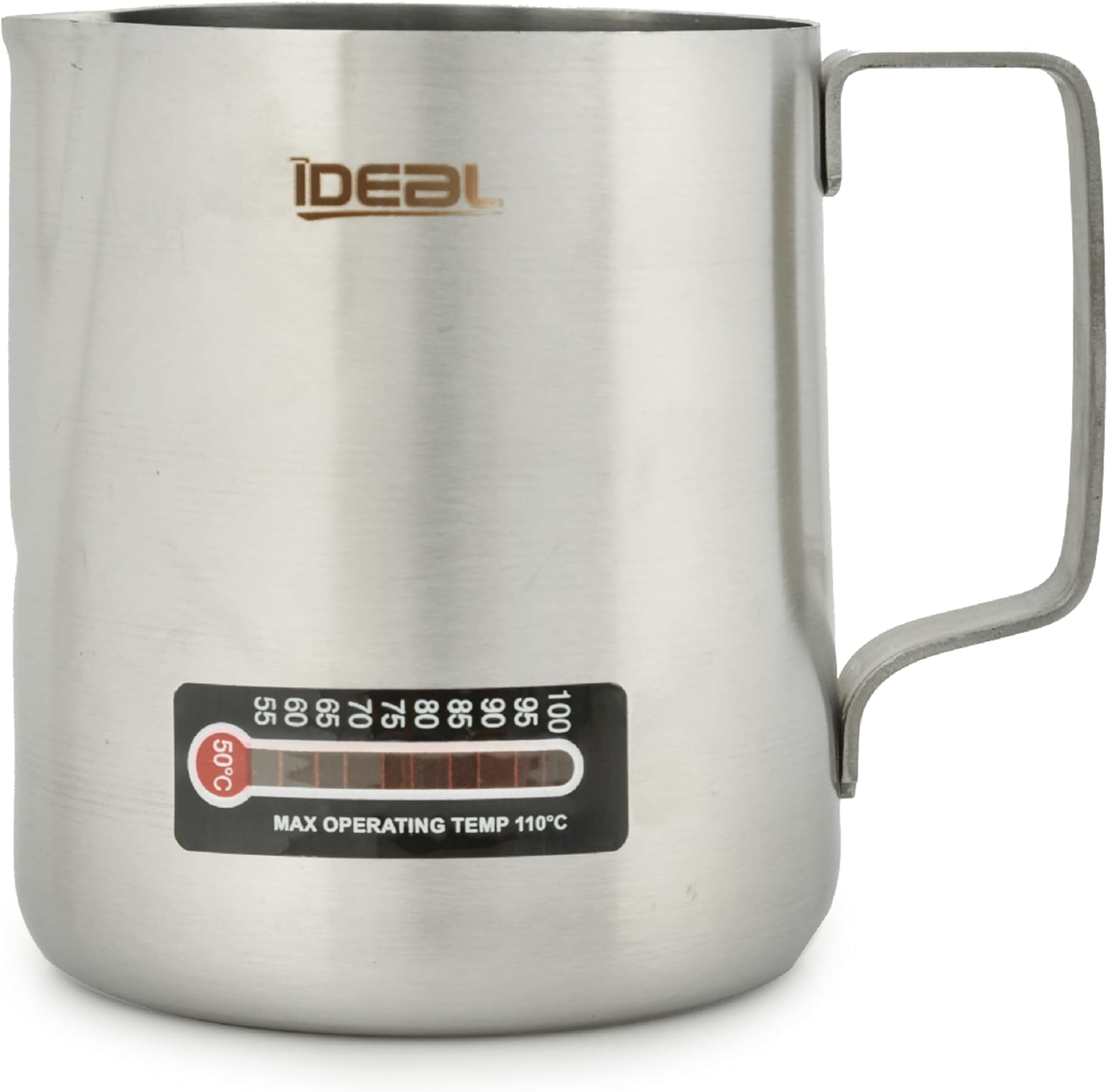 Ideal Stainless Steel Coffee Milk Pitcher - 600ml Capacity | Suitable for Espresso, Latte Art, Cappuccino, and Frothing | Built-in Temperature Sensor for Perfect Milk Steaming