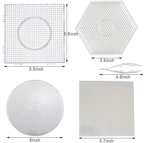Miniatura 2 de EGOSKY Tableros de cuentas fusibles, 6 tableros grandes de plástico transparente de 0.197 in con 2 pinzas de cuentas y 6 piezas de papel de planchar