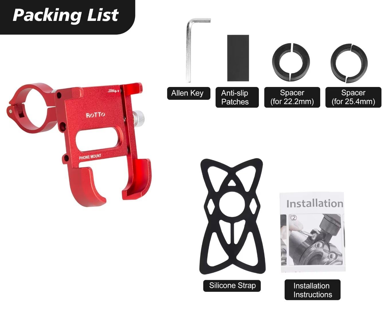 Supporto Telefono Bici ROTTO - Universale In Alluminio, 360° Rotabile, Doppio Fissaggio Per Manubrio - Foto 10