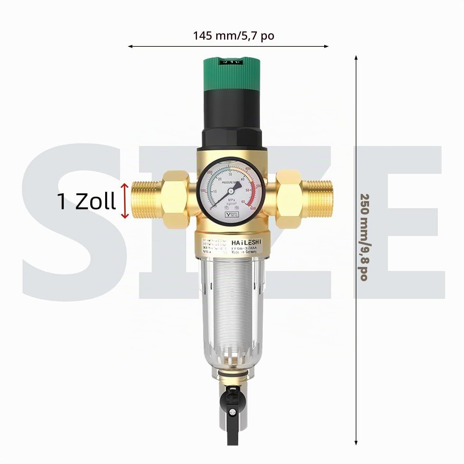 1 Pouce Ajustable Reducteur de Pression Eau, DN 32 Laiton épaissi Limiteur de Pression, Réducteur de Pression Eau Avec Filtre et Manomètre, Applicable à La Maison, Le Bâtiment, L'usine
