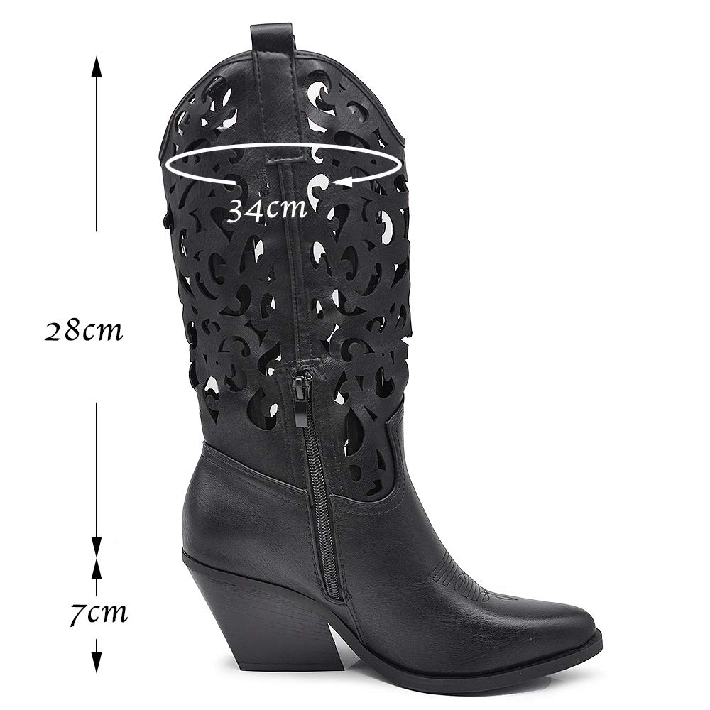 IF Fashion Stivali Stivaletti Texani Cowboy Western Scarpe da Donna Punta Camperos Etnici 629