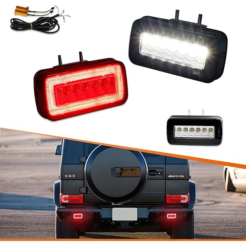 ADIIL 2PCS Smoked & Clear Lens 3-in-1 LED Backup Reverse Fog Lights Kit | for 1986-2018 Mercedes Benz W463 G-Class G500 G550 G55 G63 AMG,Direct Fit Rear Bumper Lamp Assembly