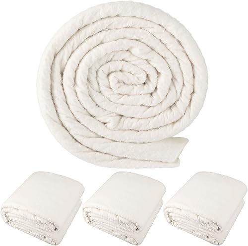 Miniatura 7 de Peryiter Juego de 3 piezas de edredón de algodón natural, resistente al calor, bateo, algodón blanco cálido, forro ligero para agarraderas, tela de