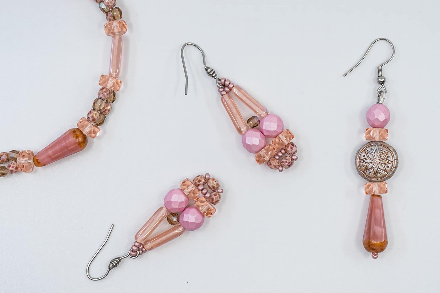 2.1oz (60 g) Mix of Unique Czech Bohemia Glass Pressed Beads, Dirty Pink Antique, Table Cut, Matte and Glossy, Faceted Fire Polish, Hand Made Set Kit BCV - Image 5