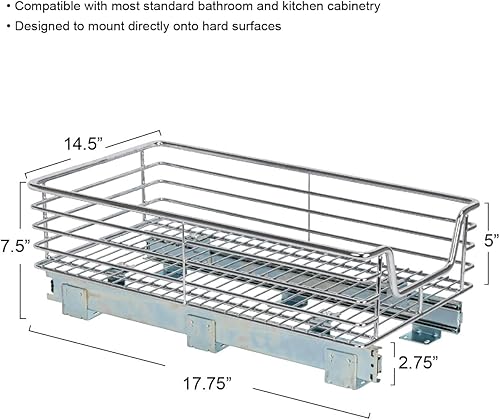 Vista 25 de Household Essentials Glidez - Organizador multiusos de acero cromado extraíble y deslizante para utensilios de cocina y utensilios para hornear