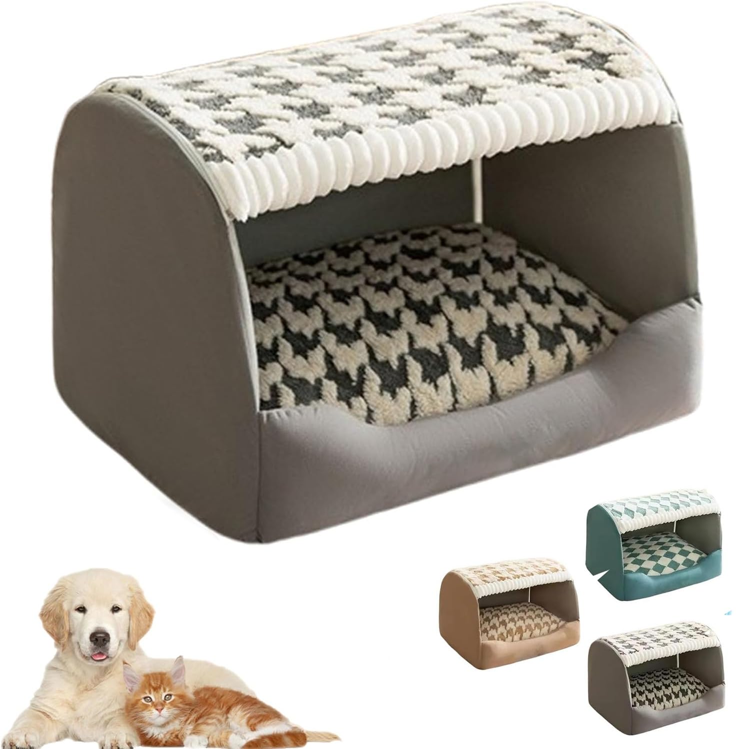 RIXANT Cozy Dog House, Indoor Dog House For Large Dogs, Indoor Dog House With Removable Cushion, Suitable For Small Medium Large Dogs(Grey,XL)