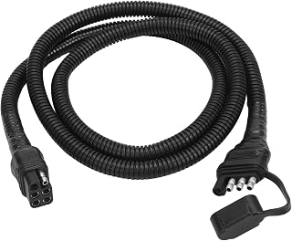 Square Adapter Connector Trailer Light Wiring Harness 48 Inch 4-Way Flat to 6-Way for Forest River Rockwood Damon Dutchman Skamper Fold-Down Campers Pop-Up Tent Camping Trailers