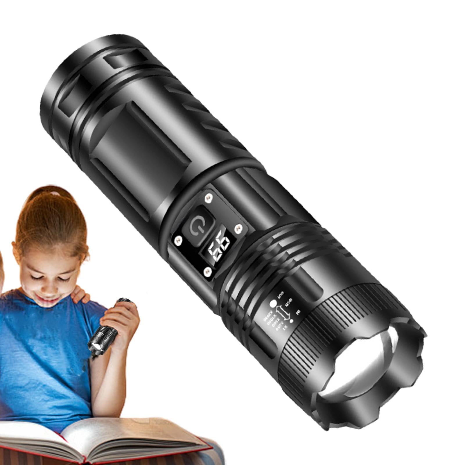 Rechargeable Flash Lights Led | High Power LED Flashlight | Battery Powered, Waterproof Pocket Torc with 3 Modes, Portable Work Light for Camping, High Power Led Flashlight for Camping, Hiking