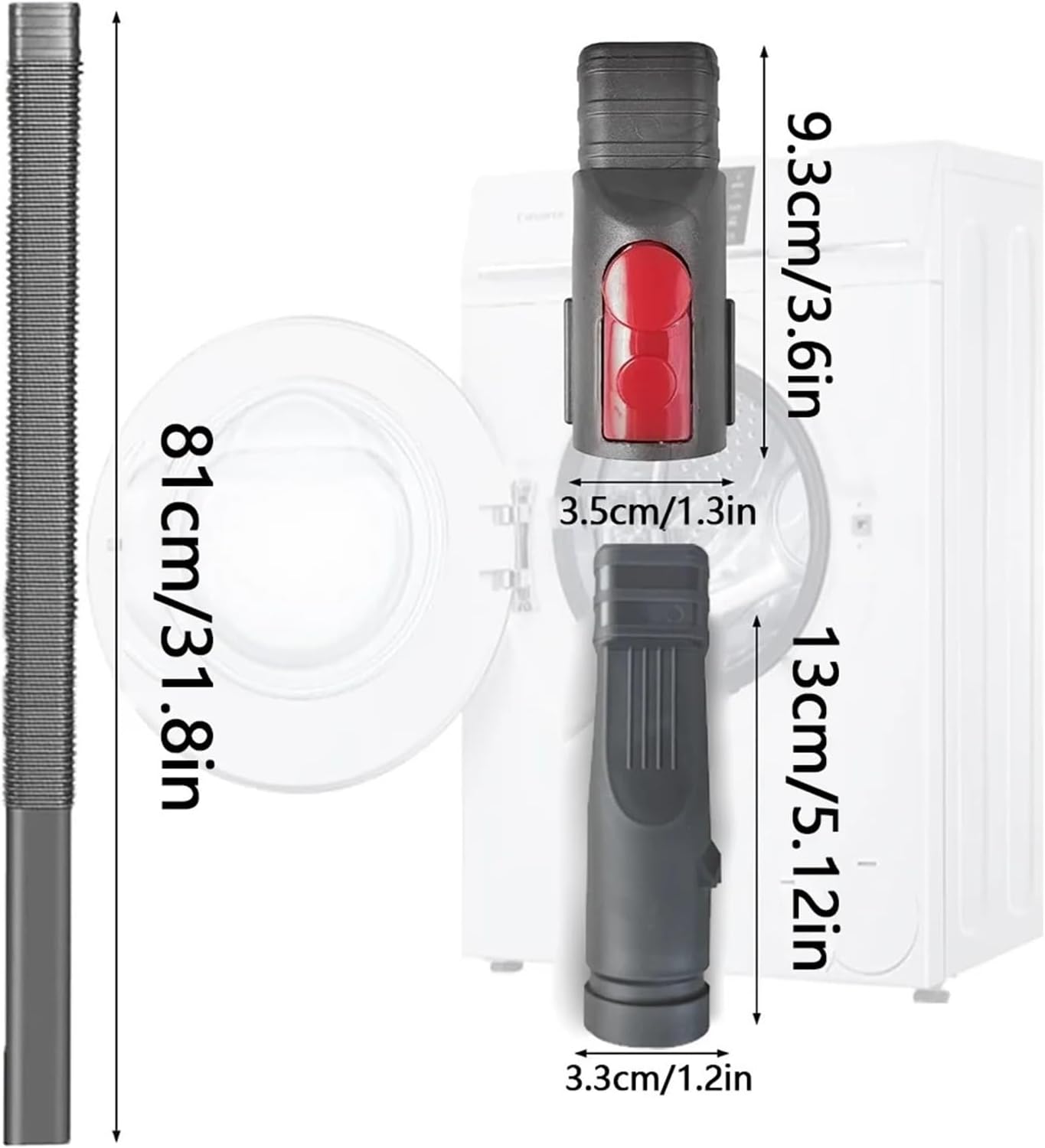 Grey Dryer Vent Cleaner Parts, Compatible for Dyson, Vacuum Cleaner, for V6 V7 V8 V10 V11 V15 Models, Lint Remover Vacuum Hose Attachment Vacuum Hose