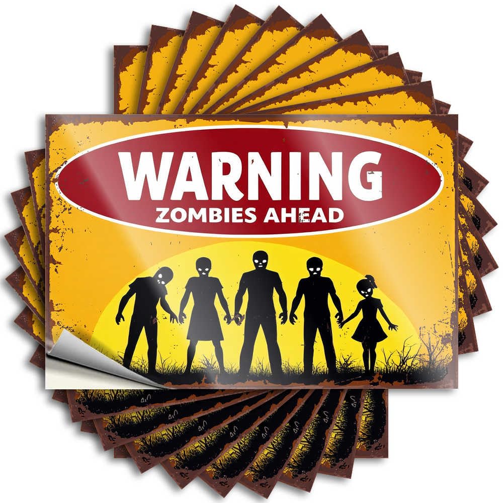 Heavy Tattoo Aesthetic Decals, Boys Cute Pattern Design for Western Notebook | Tumbler Removable Vinyl Warning: Zombies Ahead(8X12CM)