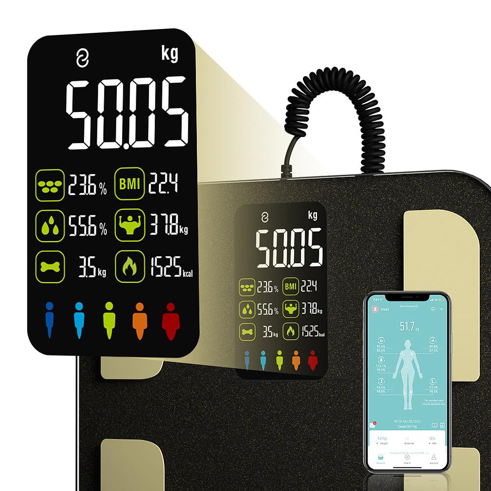 newgen medicals bilancia con sensori manuali: Bilancia digitale per la composizione corporea, con sensori a mano, app (corporea manuali, pesi, piede)