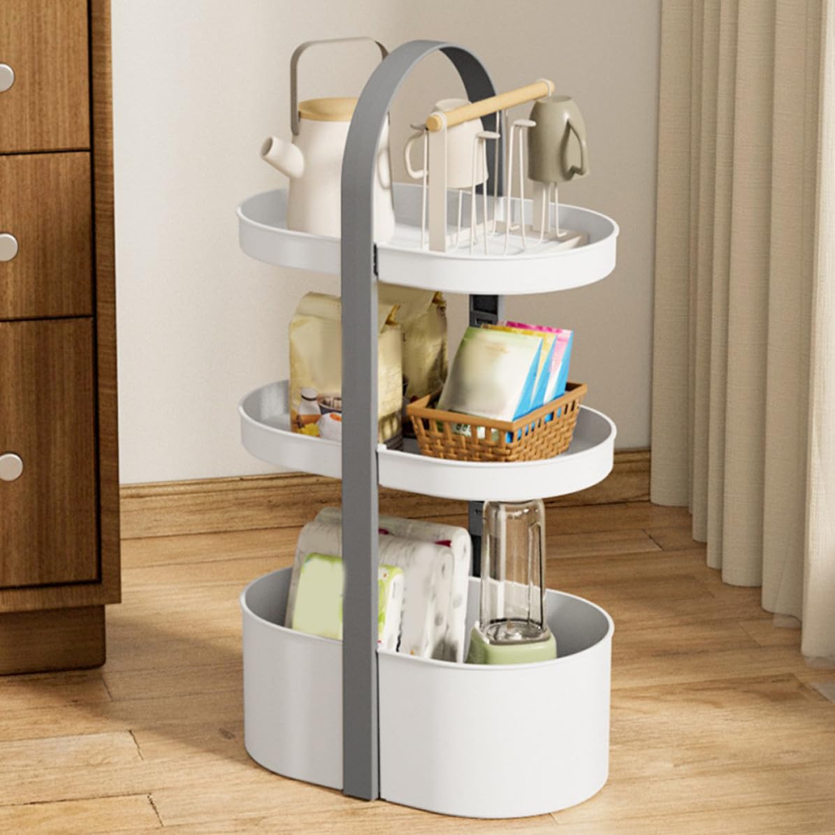 Ciieeo Scaffale Ripostiglio Portatile a Tre Livelli in ABS Bianco