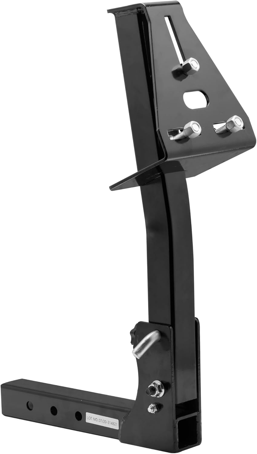 Extreme Max 5001.5831 Pivoting Fold Down Hitch Mount Spare Tire Carrier for 2" Receivers, Black