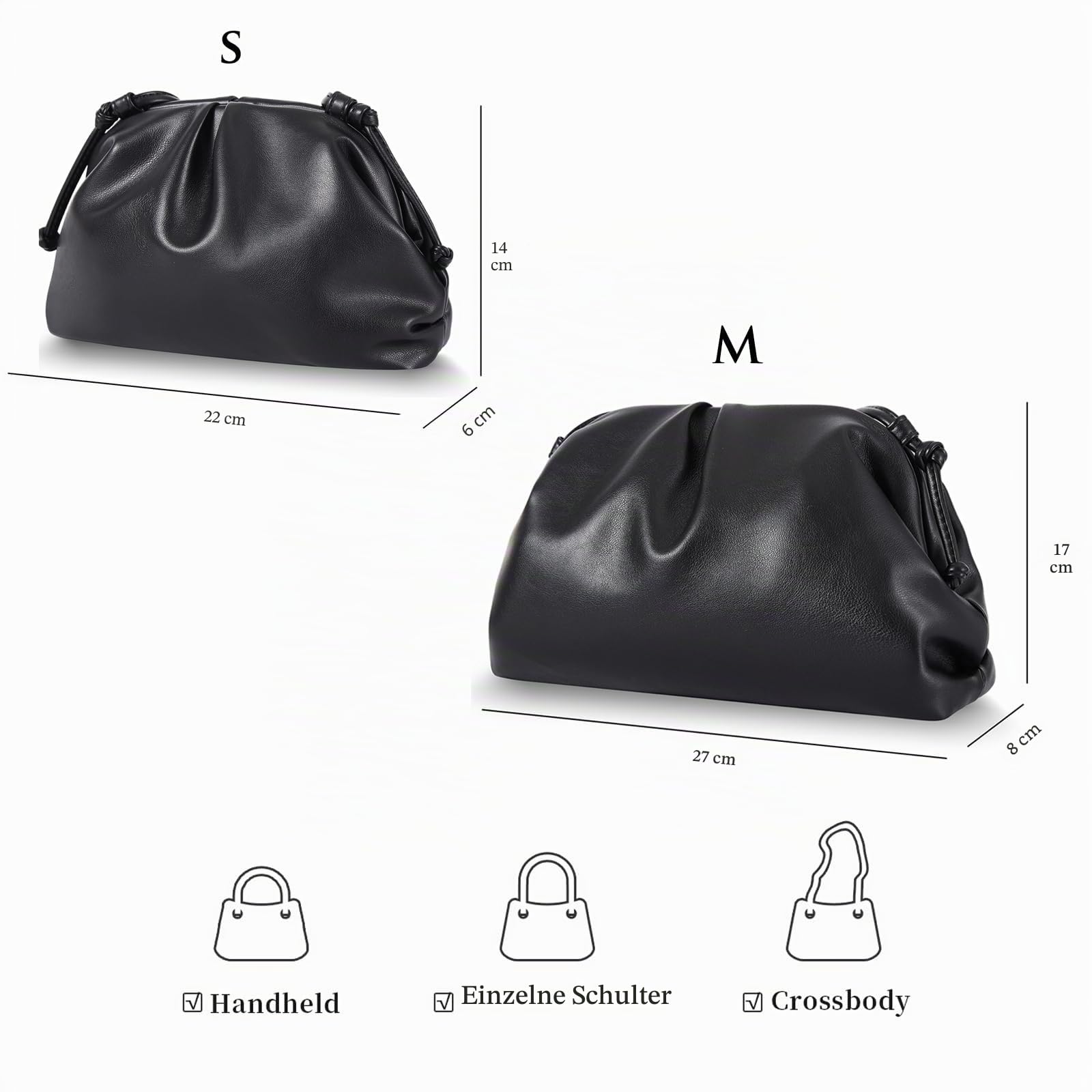 Huralona elegante Clutch-Handtasche aus veganem Leder, super weich, mit Wolkenmuster, Clutch-Tasche für Damen, PU-Abendtasche, Handtasche
