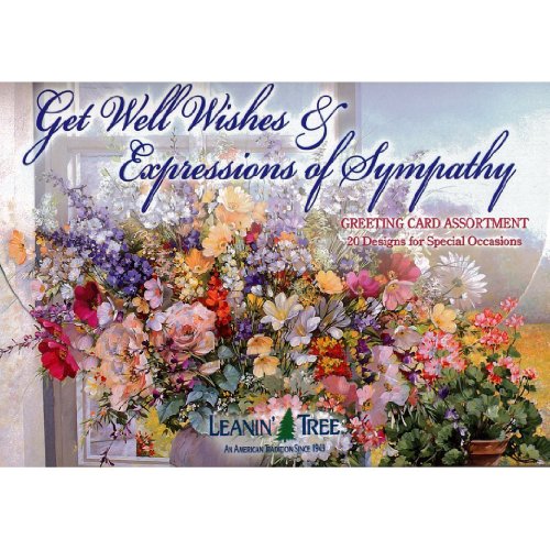 Get Well Wishes & Expressions of Sympathy - [AST90663] Leanin' Tree Greeting Card Assortment - 20 cards with full-color interiors and 22 designed envelopes