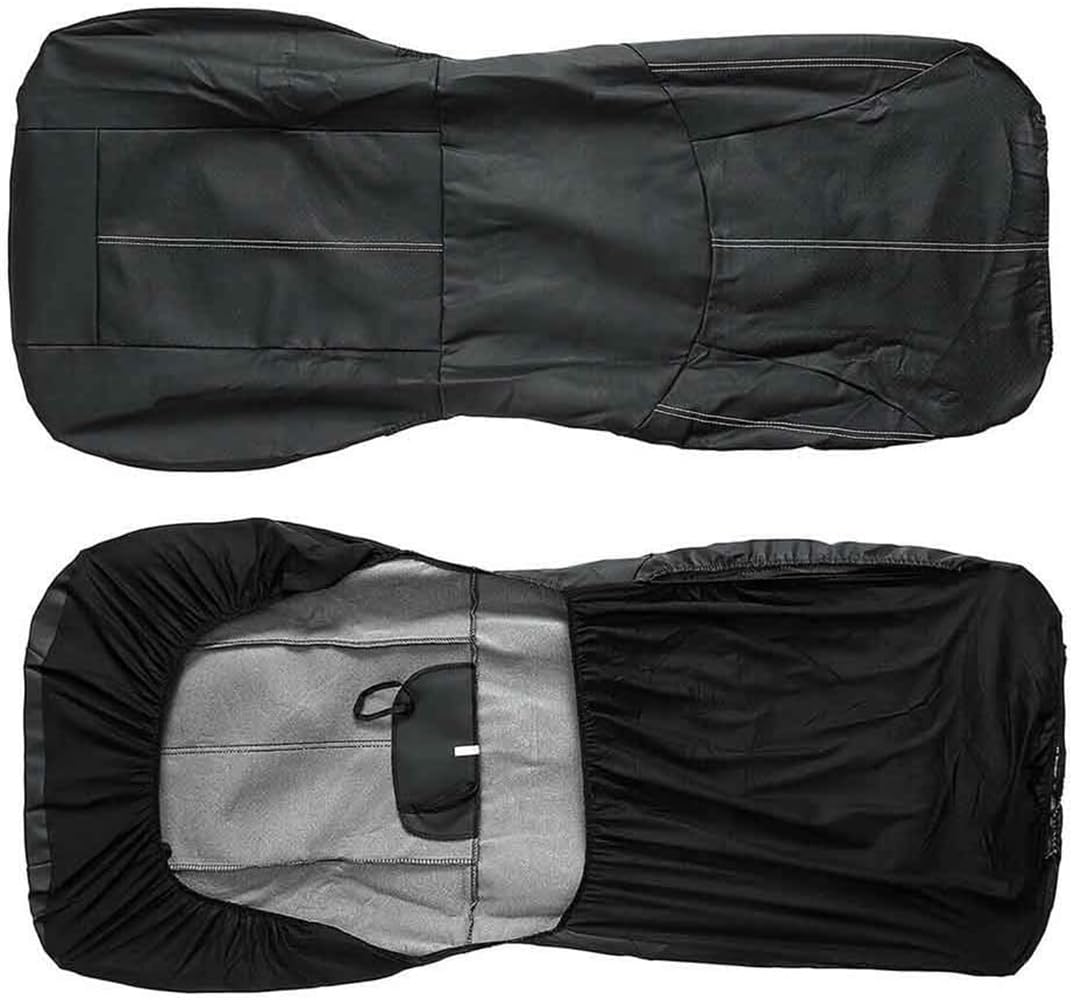 BeLongsYou 7 Sitz Universal Auto Sitzbezüge Komplettset, Pu Leder Auto Vorder-und Rücksitz Kopfstütze Protektoren, Passend für die Meisten Autos, Lkws, Suvs oder Vans, All Season Universal,Schwarz