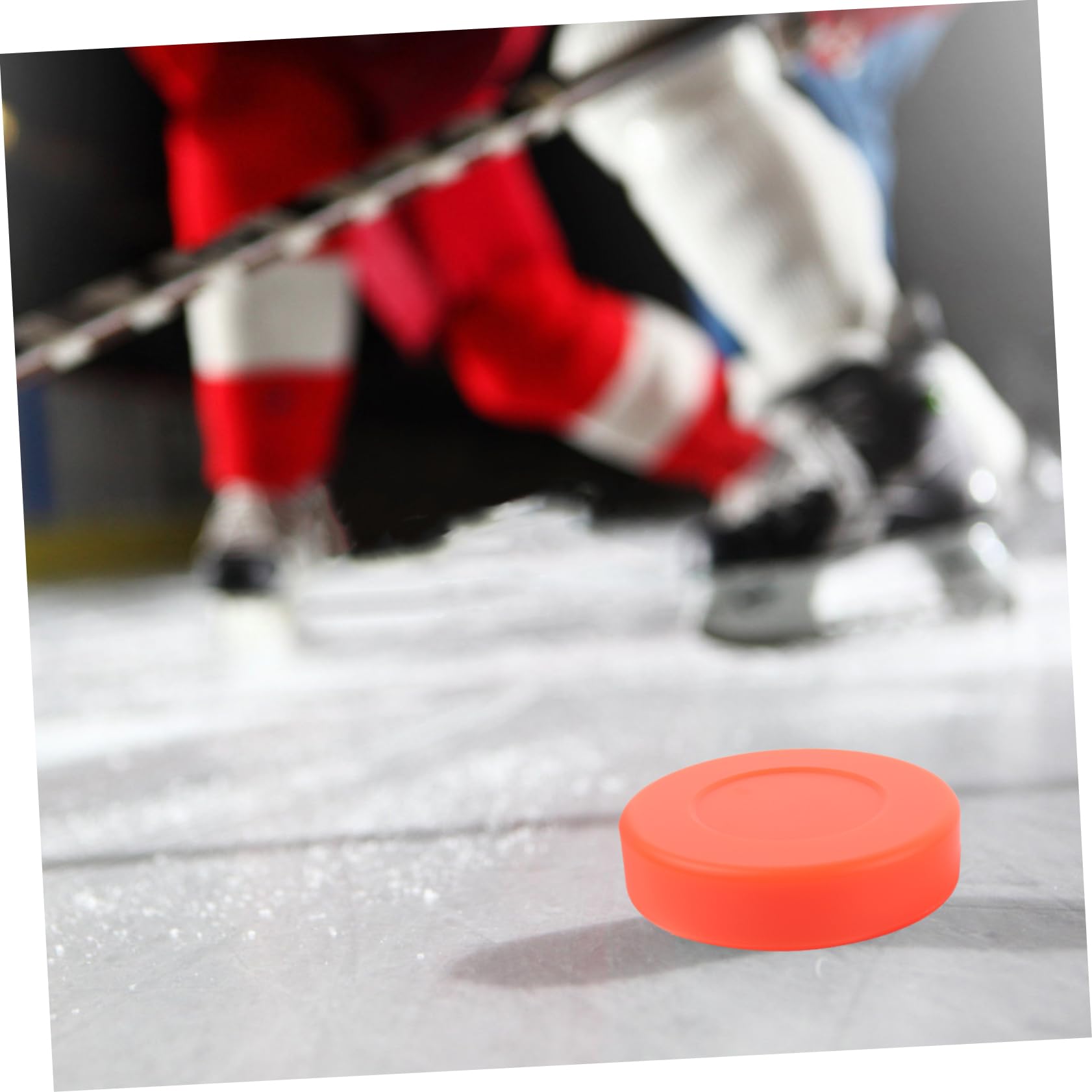 GOOHOCHY 4 Pack PVC Hockey Puck for Practicing and Training Sturdy Ice Hockey Pucks Non-Slip Surface Orange