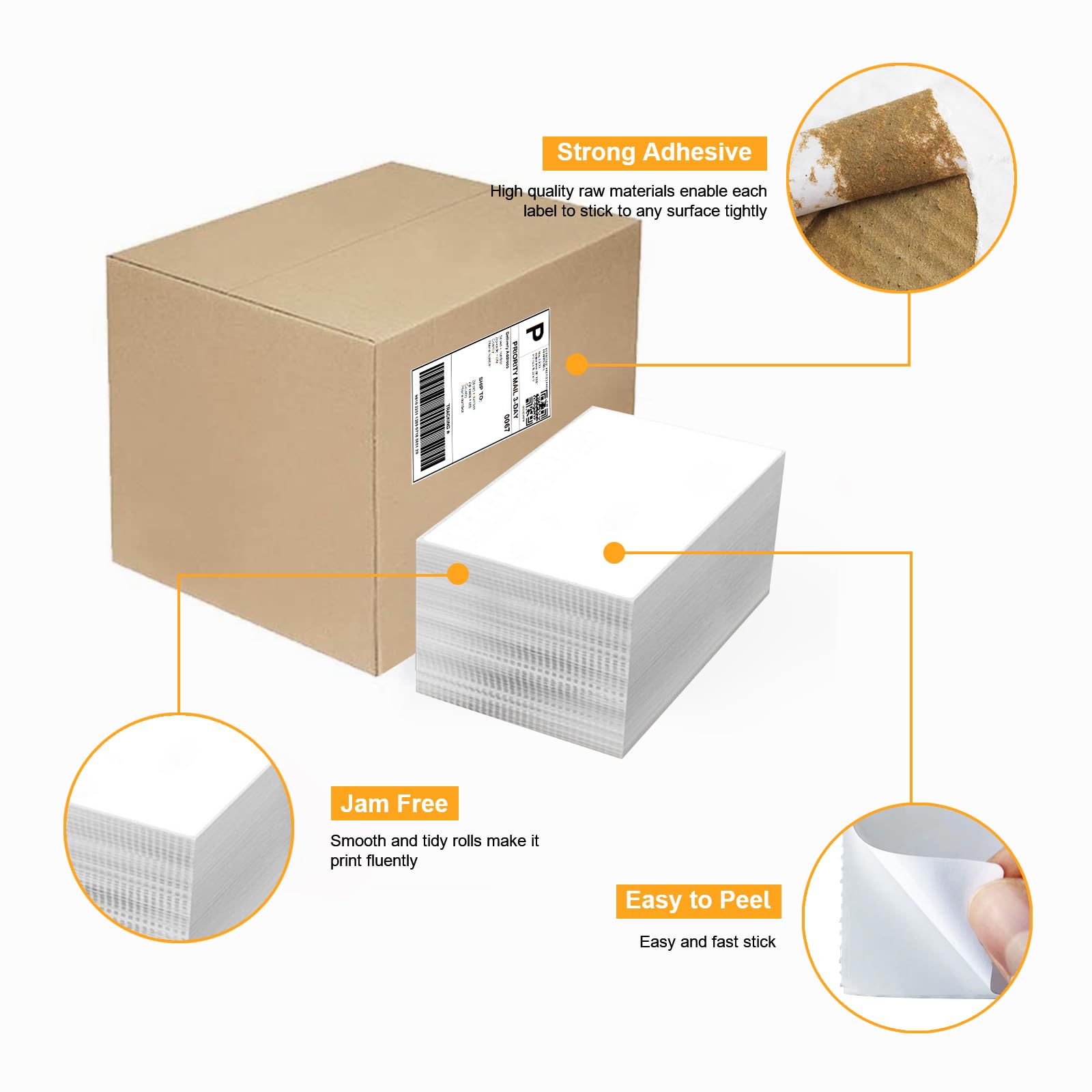 Lot de 4 000 étiquettes d'adresse d'expédition thermique directe compatibles avec les imprimantes Zebra 2844 et Rollo 10,2 x 15,2 cm