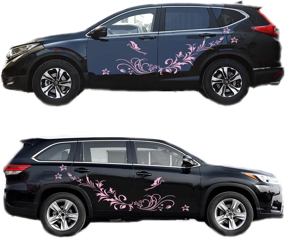 Car Body Decals Carved Hollow Flower Butterfly Decorative Stickers Anti-Scratch for Cars, Vans, SUVs, Trucks,Set of 3 pcs (White)