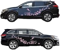 Vista 11 de Calcomanías decorativas talladas con flores huecas y mariposas, antiarañazos, para automóviles, furgonetas, SUV, camiones, juego de 3 piezas (negro)