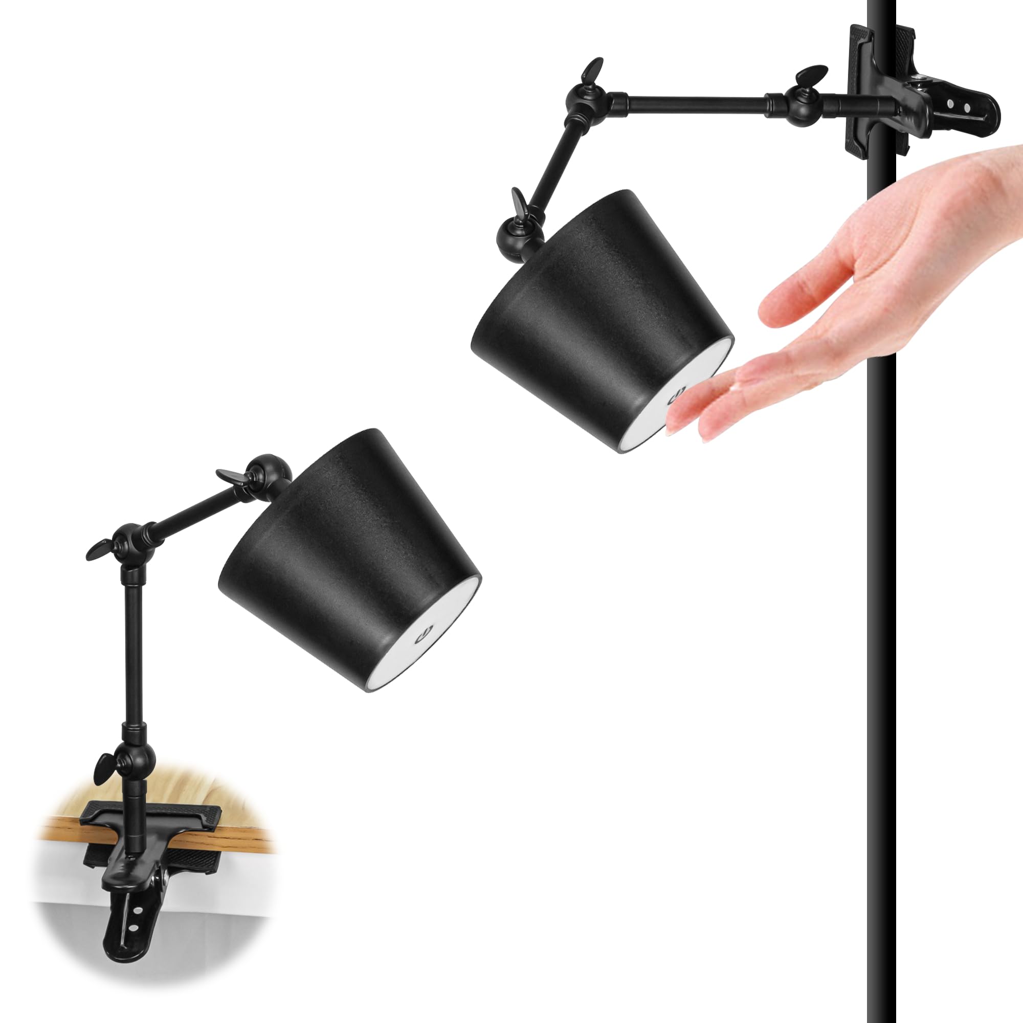 SKIVTGLAMP LED Clip Light, Pole Mounted, Tpye-C Rechargeable, Eye-friendly, Signage Light, Cordless, No Electricity, No Wiring Required, Arm: 3.9 inches (10 cm), Touch Operation, 3W, 3 Level Dimming