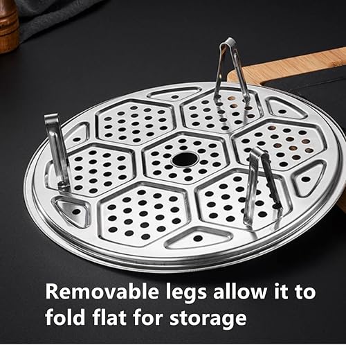 Miniatura 3 de Estante de vapor redondo de acero inoxidable, bandeja de vapor gruesa de 9.5 pulgadas, bandeja de vapor para olla a presión (paquete de 2)